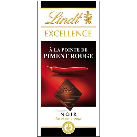 Lindt Excellence Noir à la Pointe de Piment Rouge 100g (lot de 10)