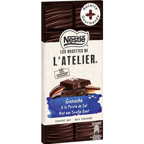 Nestlé Les Recettes de l’Atelier Ganache à la Pointe de Sel Chocolat Noir 150g (lot de 8)