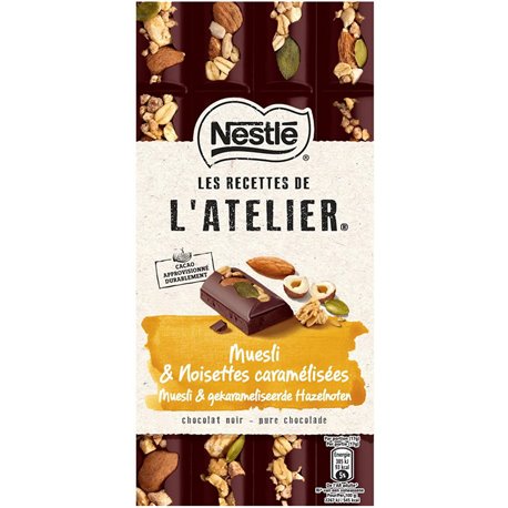 Nestlé Les Recettes de l’Atelier Muesli & Noisettes Caramélisées Chocolat Noir 170g (lot de 2)
