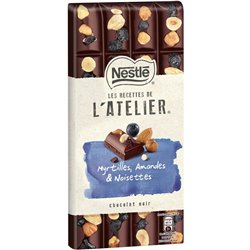 Nestlé Les Recettes de l’Atelier Myrtilles Amandes & Noisettes Chocolat Noir 195g (lot de 2)