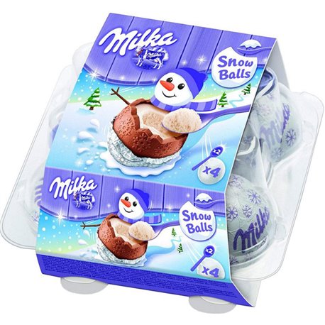 Milka Snow Balls Lait (Lot économique de 4 boules)