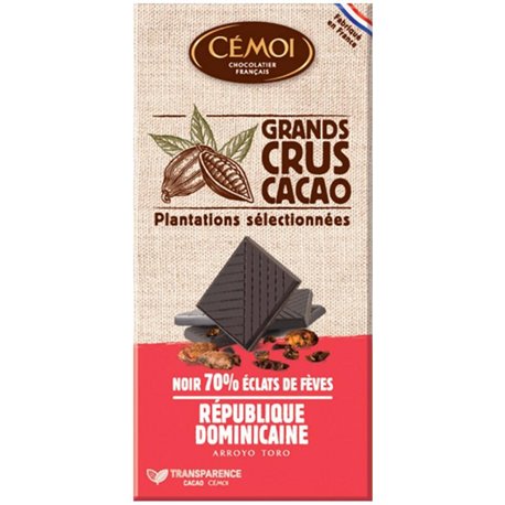 Cémoi Bio Noir République Dominicaine 100g (lot de 3) (Lot économique de 3 tablettes)