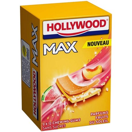 Hollywood Max Menthe Fruits Du Soleil Sans Sucres 3 Etuis (lot de 18) (Lot économique de 18 étuis)