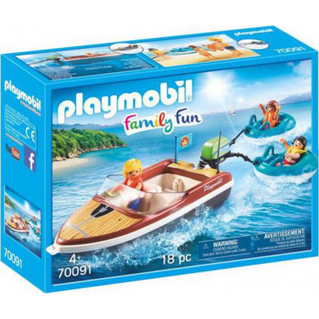 PLAYMOBIL 70091 - Family Fun - Bateau avec bouées et vacanciers