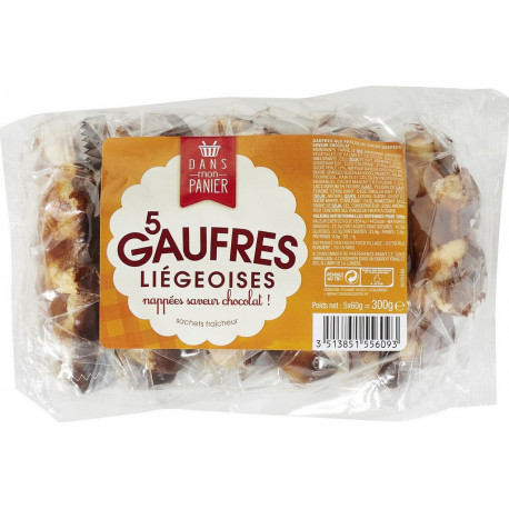 Fresh Food Village Gaufres Liégeoises nappées saveur chocolat 300g