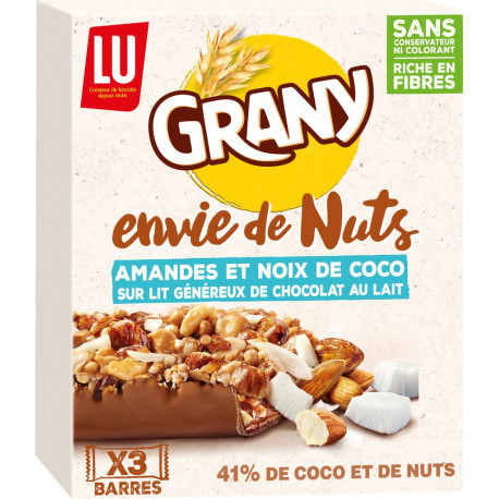 Grany Barres céréales noix de Coco Envie de Nut's 3x40g 120g