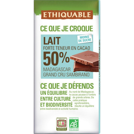 Ethiquable Chocolat au lait Madagascar bio