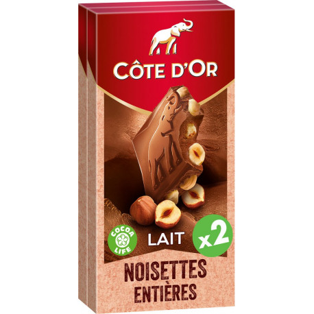 Côte d'Or Chocolats Lait Noisettes x2 2x180g 360g