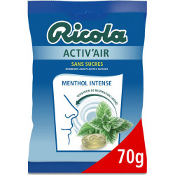 Ricola Bonbons ACTIV'AIR menthol intense sans sucres 70g