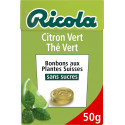 Ricola Bonbons citron vert, thé vert sans sucre ajouté 50g