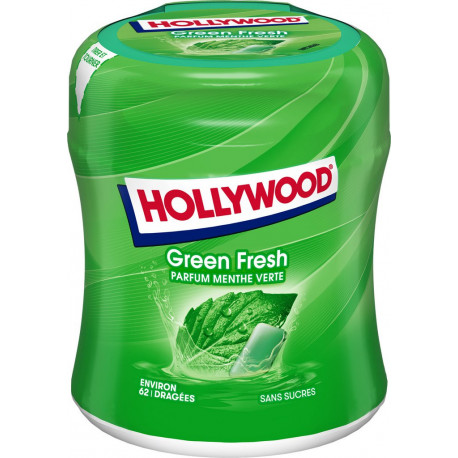 Hollywood Chewing-gum menthe verte s/sucres x60 87g