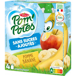 Pom'Potes Compote Pomme Banane sans sucres ajoutés 4x90g