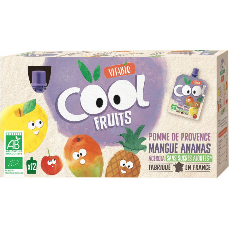 Vitabio Compotes en gourdes pomme mangue ananas bio