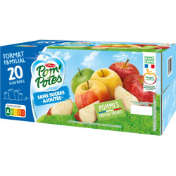 Pom Potes Compotes en gourde pomme sans sucres ajoutés POM'POTES 90g x20