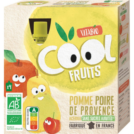 Vitabio Compotes en gourde bio pomme poire