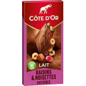 Côte d’Or Lait Raisins et Noisettes entières 2x180g 360g