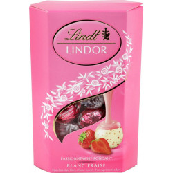 Lindt Lindor Cornet Boules Blanc Fraise 200g