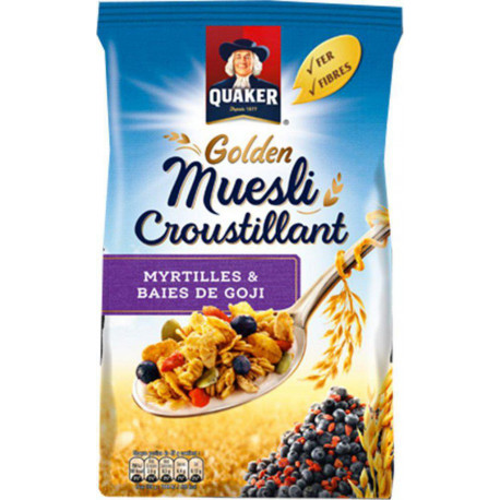 Quaker Golden Muesli Croustillant Myrtilles Et Baies De Goji 500g