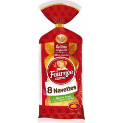 La Fournée Dorée 8 Navettes au Beurre Frais et à la Crème Fraîche Prédécoupé 400g