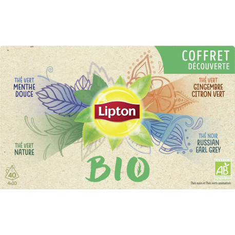 Lipton Thé BIO parfums assortis 58g