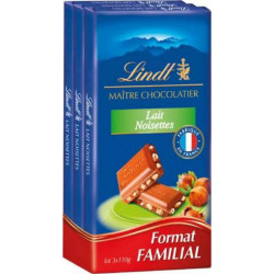 Lindt Chocolat Lait Noisettes 3x110g 330g