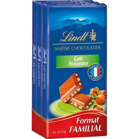 Lindt Chocolat Lait Noisettes 3x110g 330g