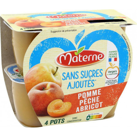 MATERNE POMME PECHE ABRICOT sans sucres ajoutés 4x100g 400g