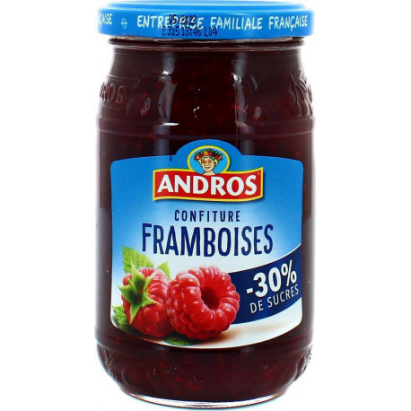 Andros Confiture Framboises allégée -30% de sucres 350g (lot de 8)