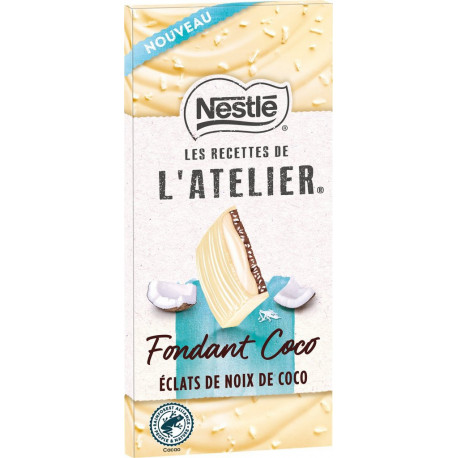 Nestlé LES RECETTES DE ATELIER Tablette de chocolat blanc et lait fondant coco 130g