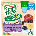 Compotes Les P'tits Explorateurs Thor pomme banane mûre sans sucres ajoutés POM'POTES 4x90g 360g