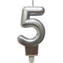 NC Bougie D'anniversaire chiffre 5 7cm Argent