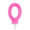 NC Bougie D'anniversaire Paillette chiffre 0 7cm Rose