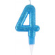 PARIS PRIX Bougie D'anniversaire Paillette chiffre 4 7cm Bleu