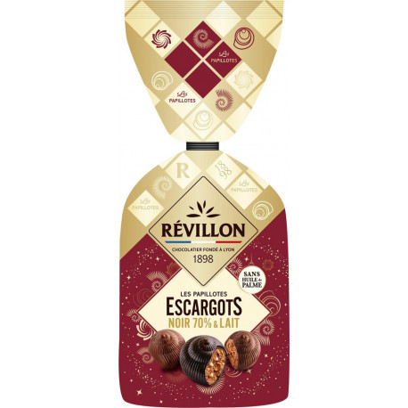 Révillon Escargots noir et lait Revillon Papillotes Noir 70% & Lait 370g