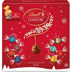 LINDT Assortiment de Chocolat Lait, noir, blanc, Lindor 371g