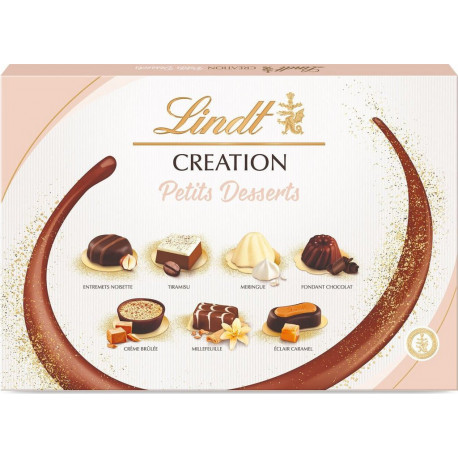 LINDT Création Petits Desserts Assortiment de Chocolat Lait Noir Blanc 413g