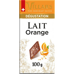 Villars Tablette chocolat Lait écorce orange confite-100g