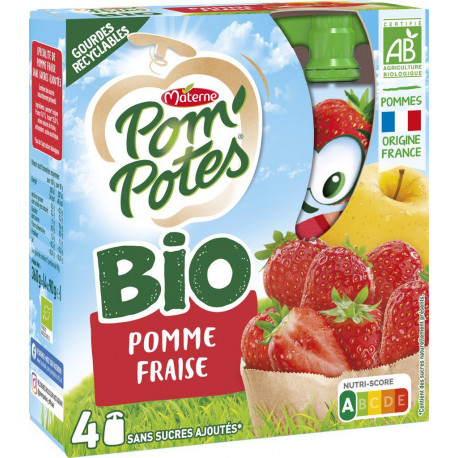 Materne Gourdes Bio Pomme Fraise 4x90g