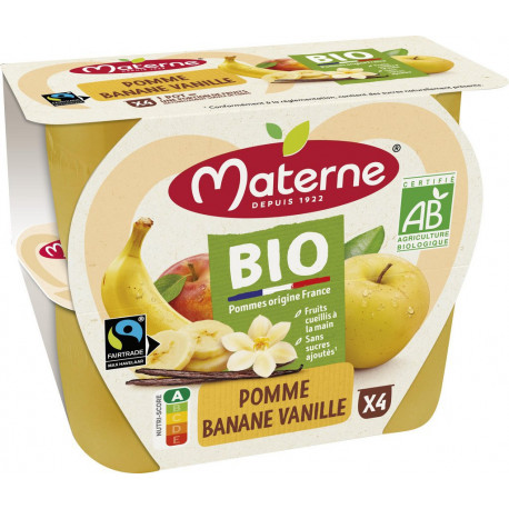 Materne Compotes Bio Pomme/Banane/Vanille 4x100G 400g