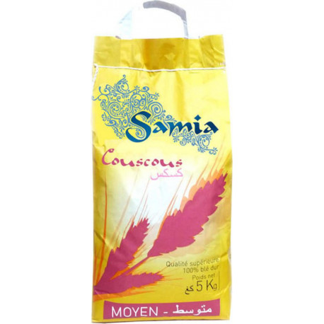 Samia Couscous Moyen de Qualité Supérieure 100% Blé Dur 5Kg (lot de 2)