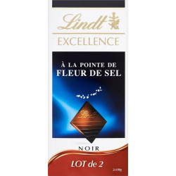 Lindt Tablette de chocolat noir Noir Fleur de sel 2x100g 200g