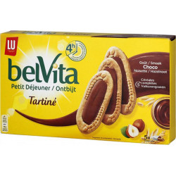 LU BelVita Petit Déjeuner Tartiné Goût Choco Noisette 250g (lot de 6)