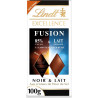LINDT Tablette de chocolat excellence fusion noir 85% fleur de sel et lait la tablette de 100g