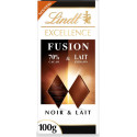 LINDT Tablette de chocolat excellence fusion noir 70% et lait la tablette de 100g