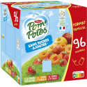 POM'POTES Compotes pomme, fraise, abricot sans sucres ajoutés les 96 gourdes de 90g