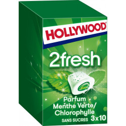 HOLLYWOOD Chewing gum fresh spearmint les 3 boîtes de 22g