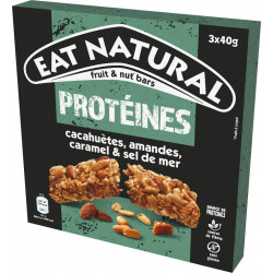 EAT NATURAL Barres Céréales Cacahuètes Amandes et Caramel Salé les 3 barres de 40g