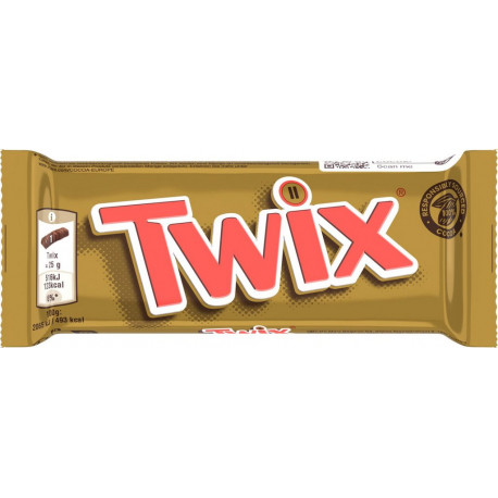 TWIX Barres chocolatées Biscuits Enrobés de Chocolat et Caramel la barre de 50g