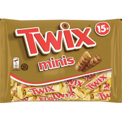 TWIX Barres chocolatées Biscuits Enrobés de Chocolat et Caramel 15 minis barres