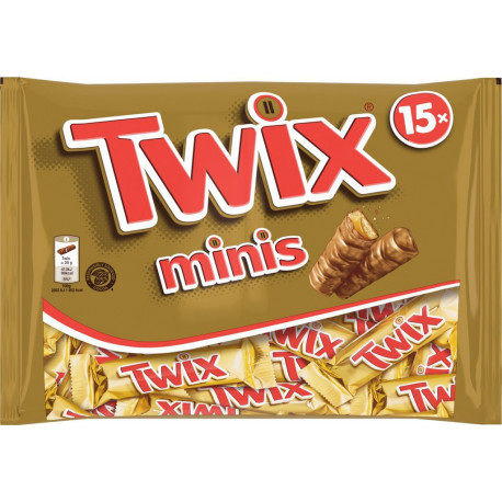 TWIX Barres chocolatées Biscuits Enrobés de Chocolat et Caramel 15 minis barres